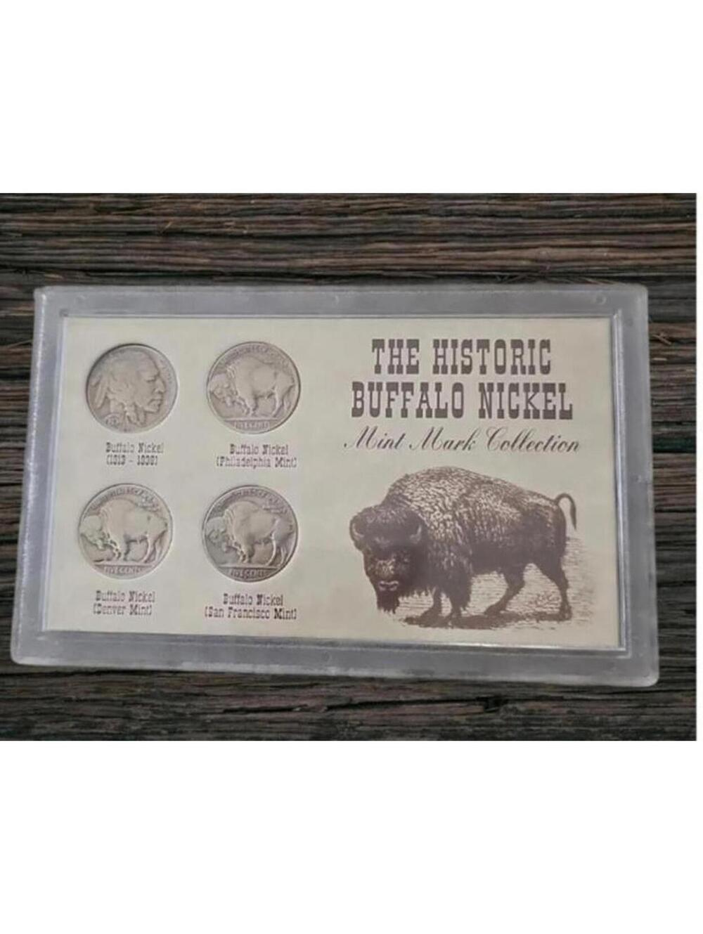 Collectors vintage historic buffalo nickel mint mark display nickles collection